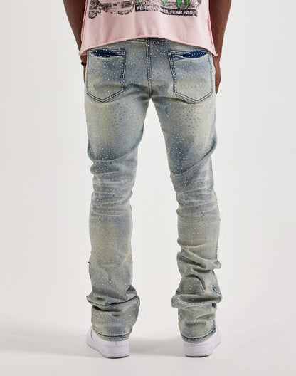 GFTD LA Stacked Rhinestone Denim Jeans