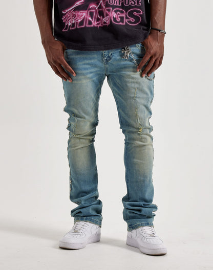 Kilogram Silver Cross Chain Distressed Jeans