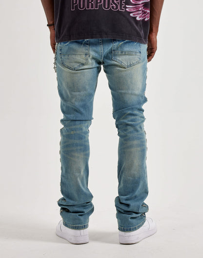 Kilogram Silver Cross Chain Distressed Jeans