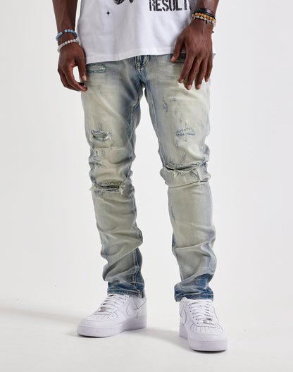 Smoke Rise Slim Whisker Distressed Jeans