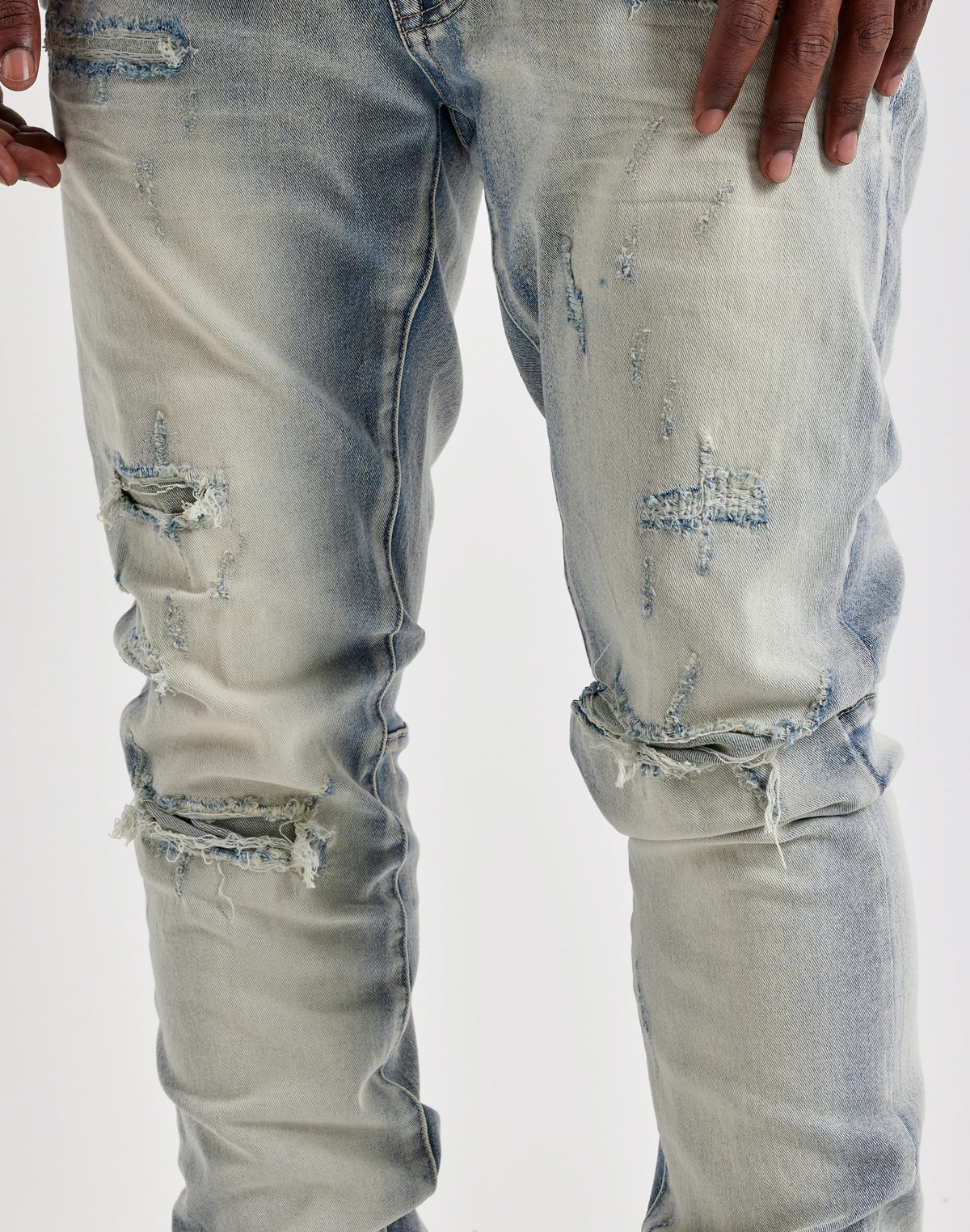 Smoke Rise Slim Whisker Distressed Jeans