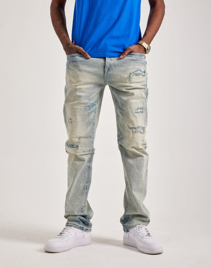 Smoke Rise Wave Distressed Straight Jeans
