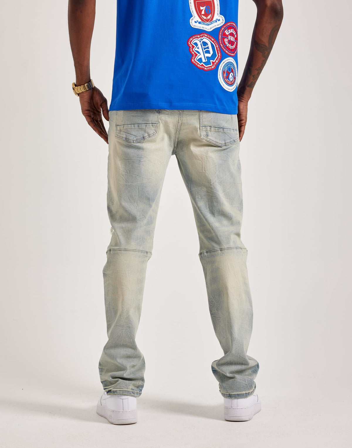 Smoke Rise Wave Distressed Straight Jeans