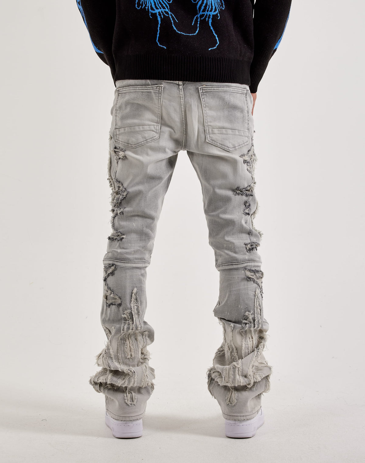 Flame Distressed Stacked Jeans