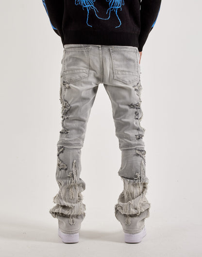 Flame Distressed Stacked Jeans