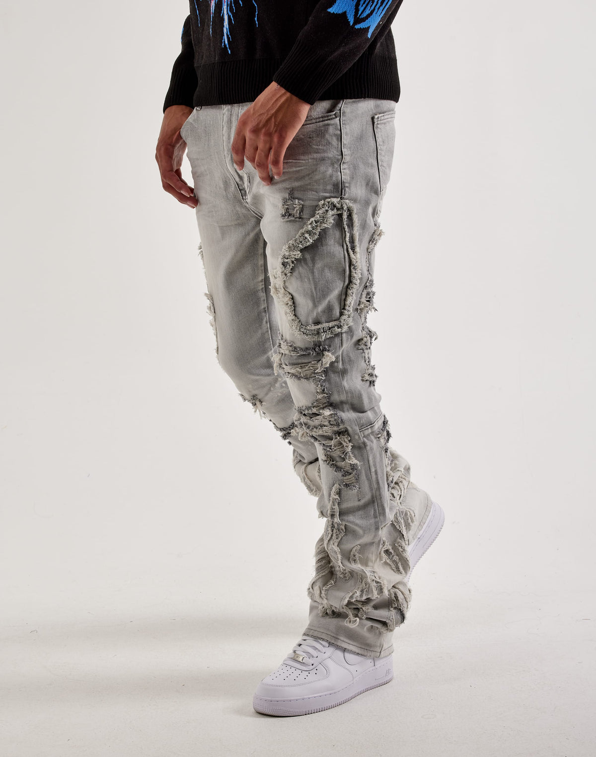 Flame Distressed Stacked Jeans