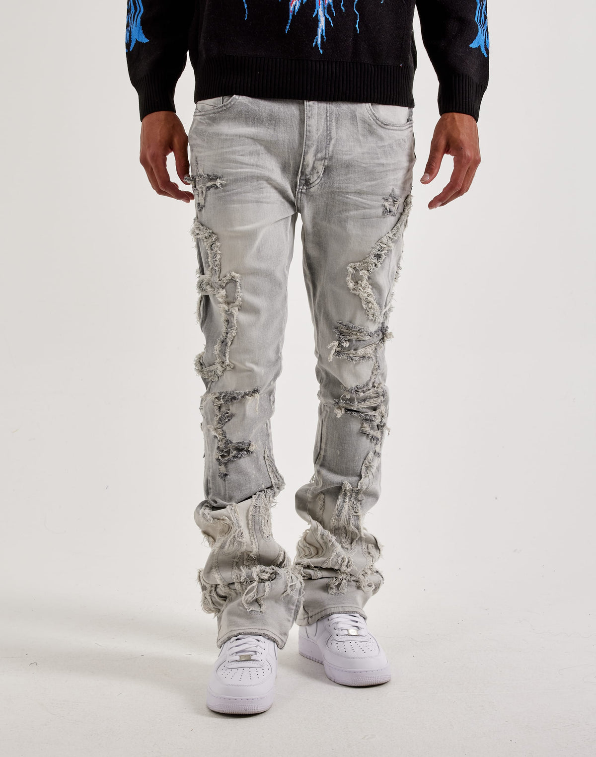 Flame Distressed Stacked Jeans