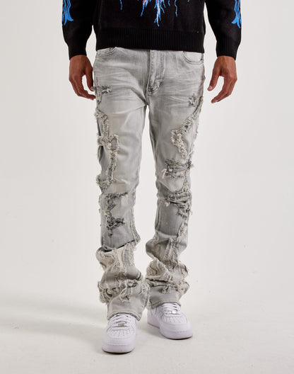 Flame Distressed Stacked Jeans