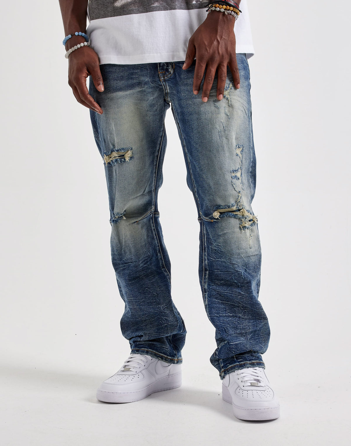 Smoke Rise Straight Whisker Distressed Jeans