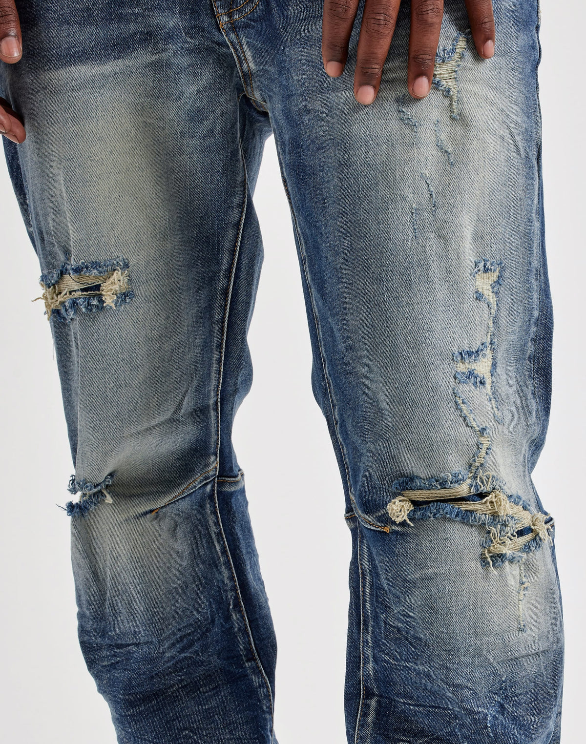 Smoke Rise Straight Whisker Distressed Jeans