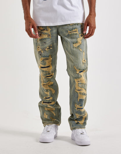 Smuggler’s Moon Distressed Stacked Jeans