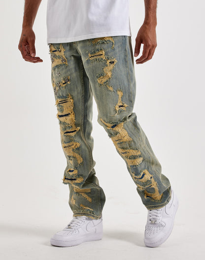 Smuggler’s Moon Distressed Stacked Jeans