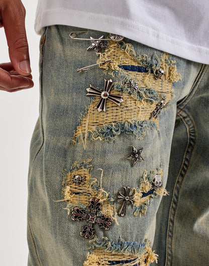 Smuggler’s Moon Distressed Stacked Jeans