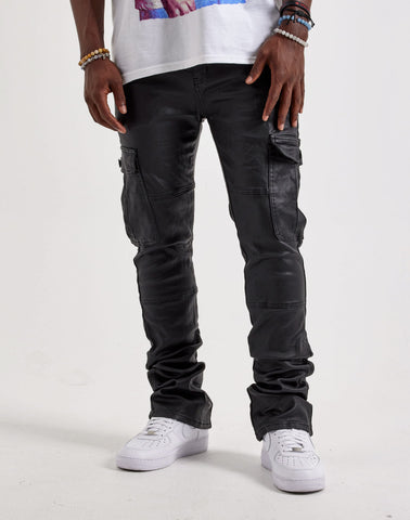 WAIMEA Coated Stacked Cargo Denim Jeans