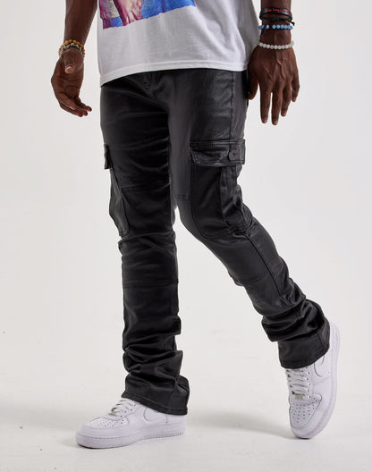 WAIMEA Coated Stacked Cargo Denim Jeans